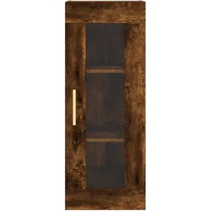 vidaXL Buffet haut Chêne fumé 34,5x34x180 cm Bois d'ingénierie pas cher