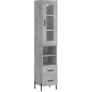 vidaXL Buffet haut Gris béton 34,5x34x180 cm Bois d'ingénierie pas cher