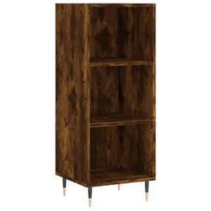 vidaXL Buffet haut Chêne fumé 34,5x34x180 cm Bois d'ingénierie pas cher