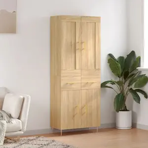 vidaXL Buffet haut Chêne sonoma 69,5x34x180 cm Bois d'ingénierie pas cher