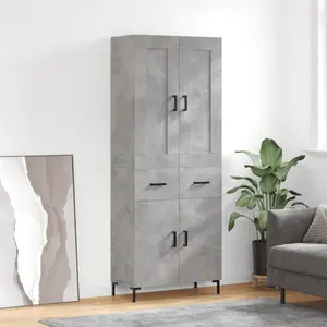 vidaXL Buffet haut Gris béton 69,5x34x180 cm Bois d'ingénierie pas cher
