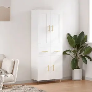 vidaXL Buffet haut Blanc 69,5x34x180 cm Bois d'ingénierie pas cher