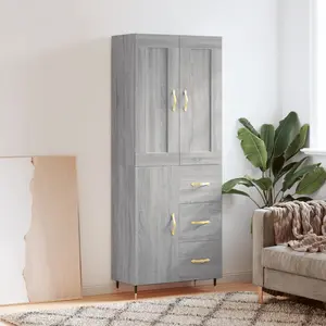 vidaXL Vidaxl Buffet Haut Sonoma Gris 69,5x34x180 Cm Bois D'ingénierie pas cher