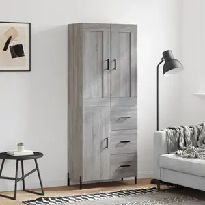 vidaXL Buffet haut Sonoma gris 69,5x34x180 cm Bois d'ingénierie pas cher