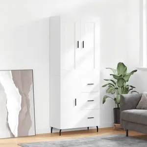 vidaXL Buffet haut Blanc 69,5x34x180 cm Bois d'ingénierie pas cher