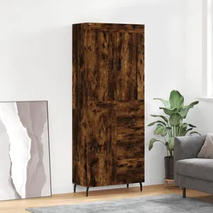 vidaXL Buffet haut Chêne fumé 69,5x34x180 cm Bois d'ingénierie pas cher