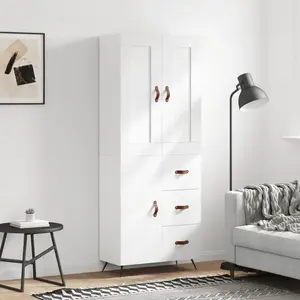 vidaXL Buffet haut Blanc 69,5x34x180 cm Bois d'ingénierie pas cher