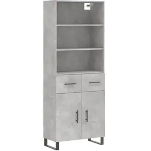 vidaXL Buffet haut Gris béton 69,5x34x180 cm Bois d'ingénierie pas cher
