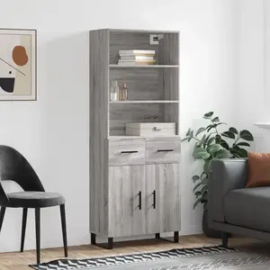 vidaXL Buffet haut Sonoma gris 69,5x34x180 cm Bois d'ingénierie pas cher