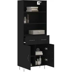 vidaXL Buffet haut Noir 69,5x34x180 cm Bois d'ingénierie pas cher