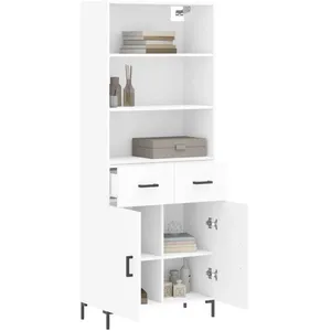 vidaXL Buffet haut Blanc 69,5x34x180 cm Bois d'ingénierie pas cher