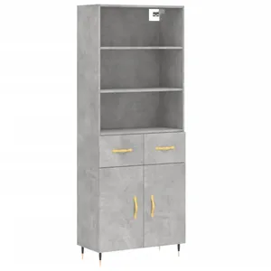 vidaXL Buffet haut Gris béton 69,5x34x180 cm Bois d'ingénierie pas cher