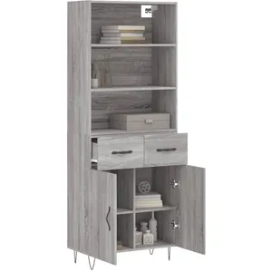 vidaXL Buffet haut Sonoma gris 69,5x34x180 cm Bois d'ingénierie pas cher
