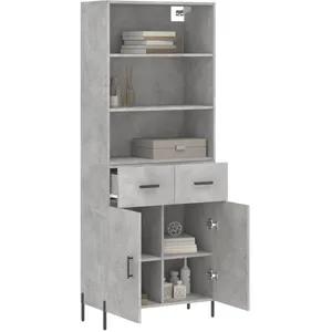vidaXL Buffet haut Gris béton 69,5x34x180 cm Bois d'ingénierie pas cher