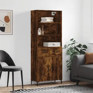 vidaXL Buffet haut Chêne fumé 69,5x34x180 cm Bois d'ingénierie pas cher
