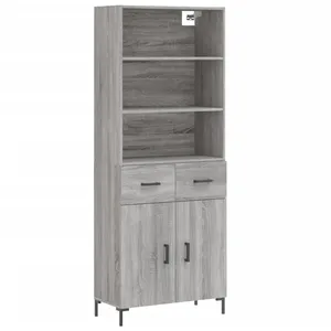vidaXL Buffet haut Sonoma gris 69,5x34x180 cm Bois d'ingénierie pas cher
