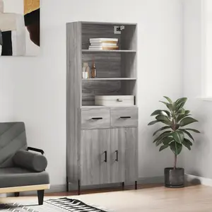 vidaXL Buffet haut Sonoma gris 69,5x34x180 cm Bois d'ingénierie pas cher
