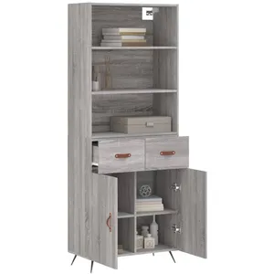 vidaXL Buffet haut Sonoma gris 69,5x34x180 cm Bois d'ingénierie pas cher