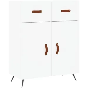 vidaXL Buffet haut Blanc 69,5x34x180 cm Bois d'ingénierie pas cher