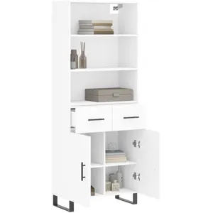 vidaXL Buffet haut Blanc 69,5x34x180 cm Bois d'ingénierie pas cher