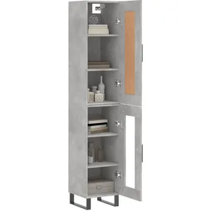 vidaXL Buffet haut Gris béton 34,5x34x180 cm Bois d'ingénierie pas cher