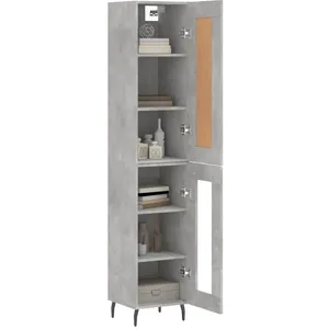 vidaXL Buffet haut Gris béton 34,5x34x180 cm Bois d'ingénierie pas cher
