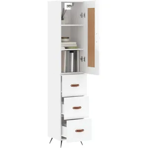 vidaXL Buffet haut Blanc brillant 34,5x34x180 cm Bois d'ingénierie pas cher