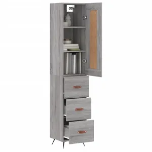 vidaXL Buffet haut Sonoma gris 34,5x34x180 cm Bois d'ingénierie pas cher
