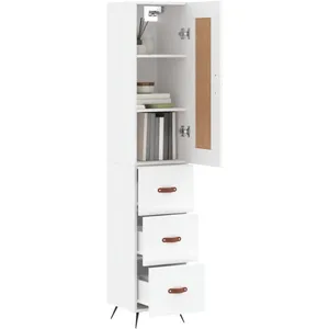 vidaXL Buffet haut Blanc 34,5x34x180 cm Bois d'ingénierie pas cher