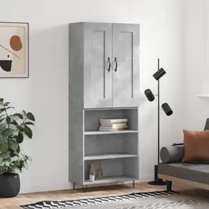 vidaXL Buffet haut Gris béton 69,5x34x180 cm Bois d'ingénierie pas cher