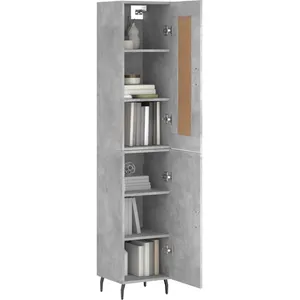 vidaXL Buffet haut Gris béton 34,5x34x180 cm Bois d'ingénierie pas cher