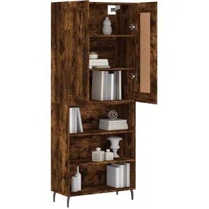 vidaXL Buffet haut Chêne fumé 69,5x34x180 cm Bois d'ingénierie pas cher