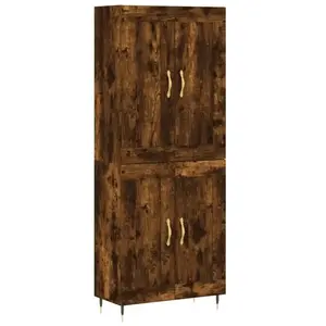 vidaXL Buffet haut Chêne fumé 69,5x34x180 cm Bois d'ingénierie pas cher