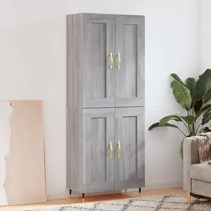 vidaXL Buffet haut Sonoma gris 69,5x34x180 cm Bois d'ingénierie pas cher