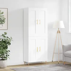 vidaXL Buffet haut Blanc 69,5x34x180 cm Bois d'ingénierie pas cher