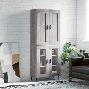 vidaXL Buffet haut Sonoma gris 69,5x34x180 cm Bois d'ingénierie pas cher