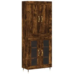 vidaXL Buffet haut Chêne fumé 69,5x34x180 cm Bois d'ingénierie pas cher