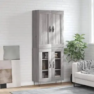 vidaXL Highboard Gris Sonoma 69,5x34x180 cm Matériau dérivé du bois pas cher
