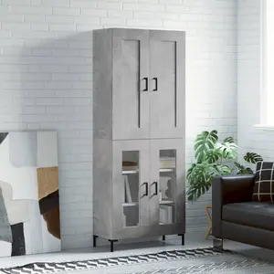 vidaXL Buffet haut Gris béton 69,5x34x180 cm Bois d'ingénierie pas cher