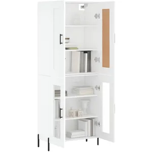 vidaXL Buffet haut Blanc 69,5x34x180 cm Bois d'ingénierie pas cher