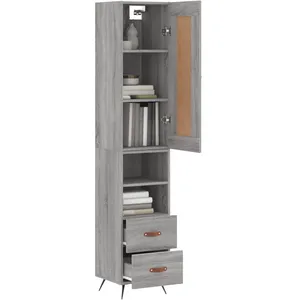 vidaXL Buffet haut Sonoma gris 34,5x34x180 cm Bois d'ingénierie pas cher