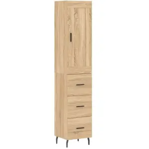 VIDAXL Buffet haut Chêne sonoma 34,5x34x180 cm Bois d'ingénierie pas cher