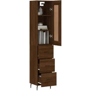 vidaXL Buffet haut Chêne marron 34,5x34x180 cm Bois d'ingénierie pas cher
