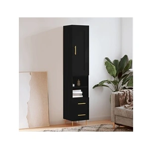 vidaXL Buffet haut Noir 34,5x34x180 cm Bois d'ingénierie pas cher
