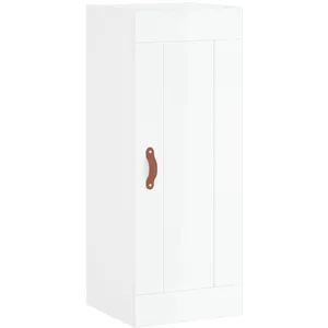 vidaXL Buffet haut Blanc brillant 34,5x34x180 cm Bois d'ingénierie pas cher
