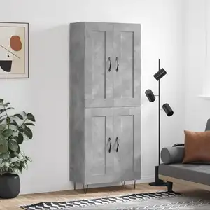 vidaXL Buffet haut Gris béton 69,5x34x180 cm Bois d'ingénierie pas cher