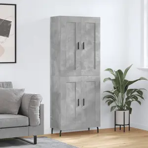 vidaXL Highboard gris béton 69,5x34x180 cm Bois composite pas cher