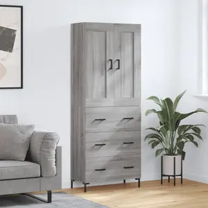 vidaXL Buffet haut Sonoma gris 69,5x34x180 cm Bois d'ingénierie pas cher