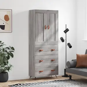 vidaXL Vidaxl Buffet Haut Sonoma Gris 69,5x34x180 Cm Bois D'ingénierie pas cher