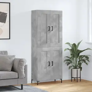 vidaXL Buffet haut Gris béton 69,5x34x180 cm Bois d'ingénierie pas cher
